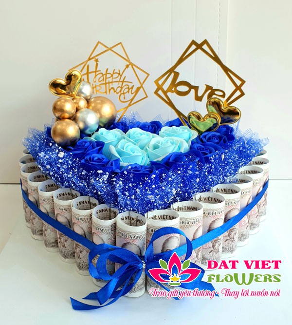 Bánh sinh nhật tiền Blue Heart BSN03CCBH